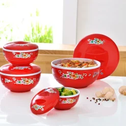 Outlet Tempsl 4 plats micro-ondes rouges