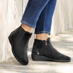 Hot Tempsl Bottines zippées noir ou bordeaux