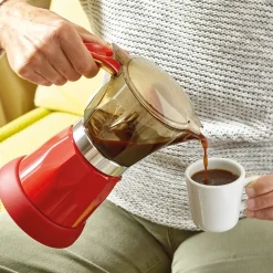 Tempsl Cafetière italienne électrique rouge