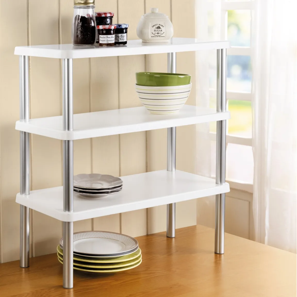 Best Tempsl Etagère empilable blanche 2 ou 3 niveaux