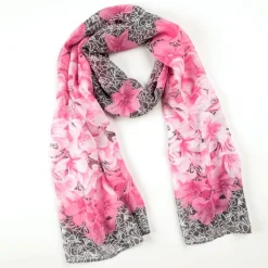 Discount Tempsl Foulard fluide orchidées rose/gris