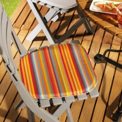 Hot Tempsl Galette de chaise extérieure rayée ou taupe