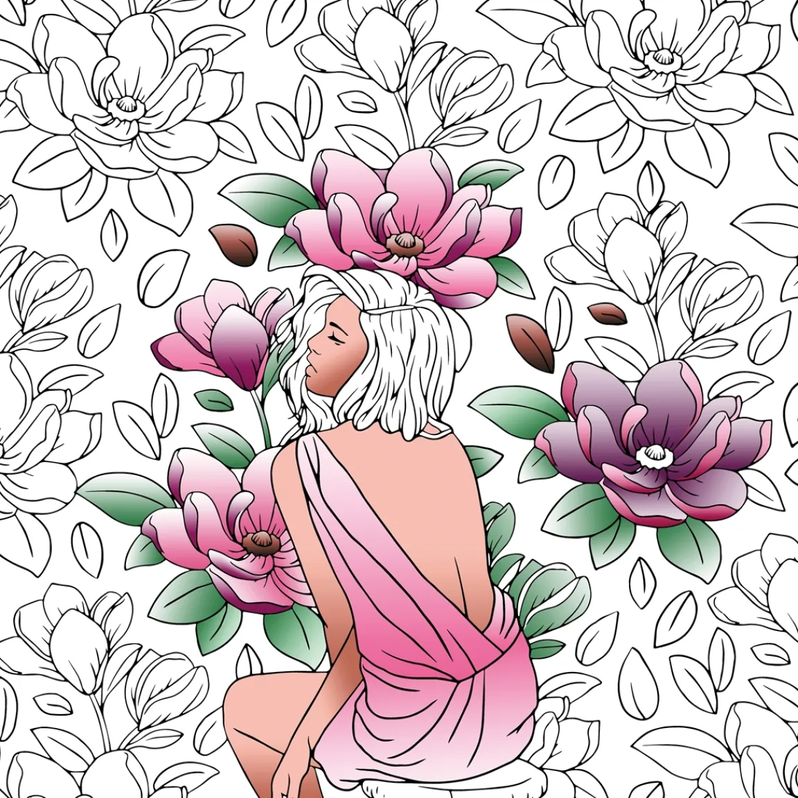 Outlet Tempsl Grands carrés d'art thérapie Femmes fleurs