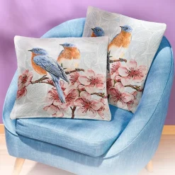 Sale Tempsl Lot de 2 housses coussin oiseau bleu
