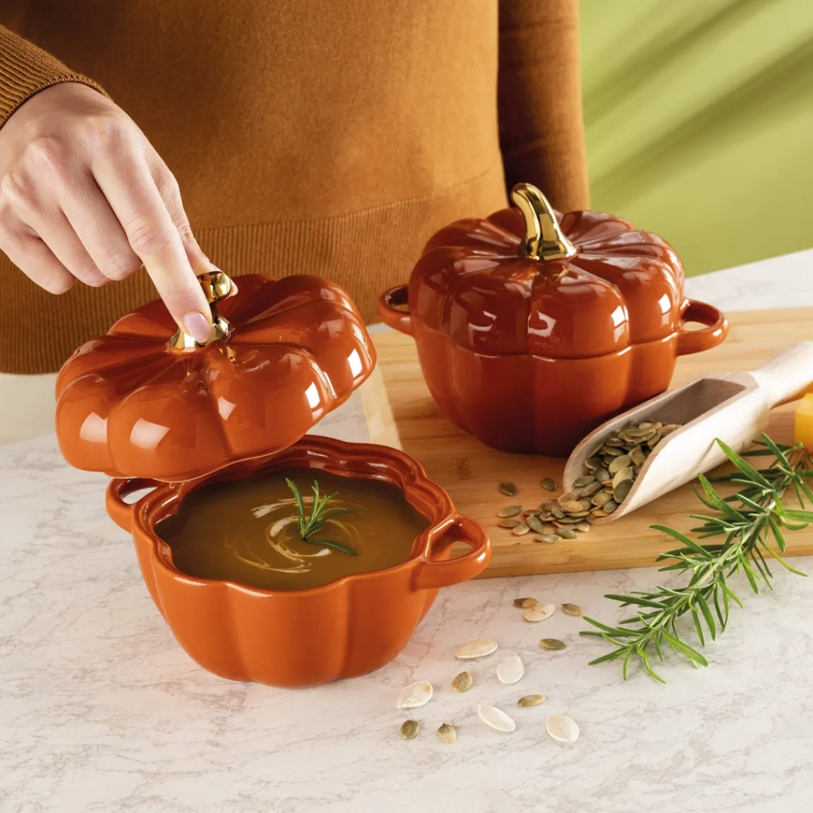 Clearance Tempsl Lot de 2 plats citrouille