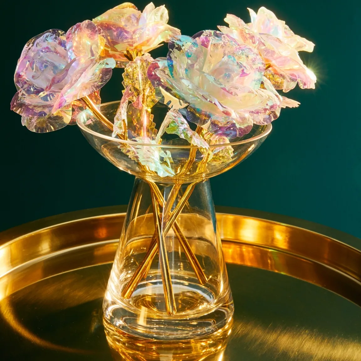 Tempsl Lot de 4 roses phosphorescentes