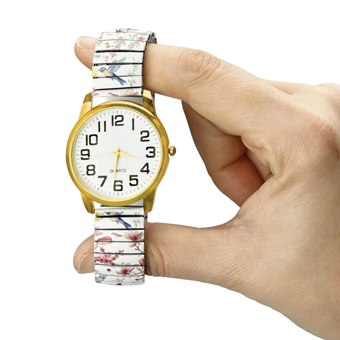 Sale Tempsl Montre blanche élastiquée imprimée