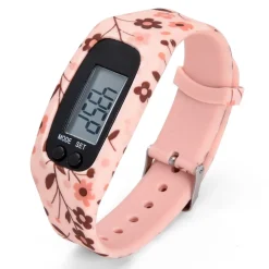 Hot Tempsl Montre podomètre silicone Noire, Blanc ou Fleurs