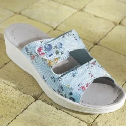 Sale Tempsl Mules fleuries Blanc ou Bleu