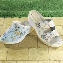 Outlet Tempsl Mules fleuries Blanc ou Bleu