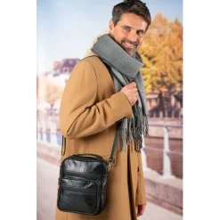 Outlet Tempsl Sacoche homme cuir noir