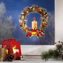 Best Tempsl Sticker couronne de Noël lumineuse